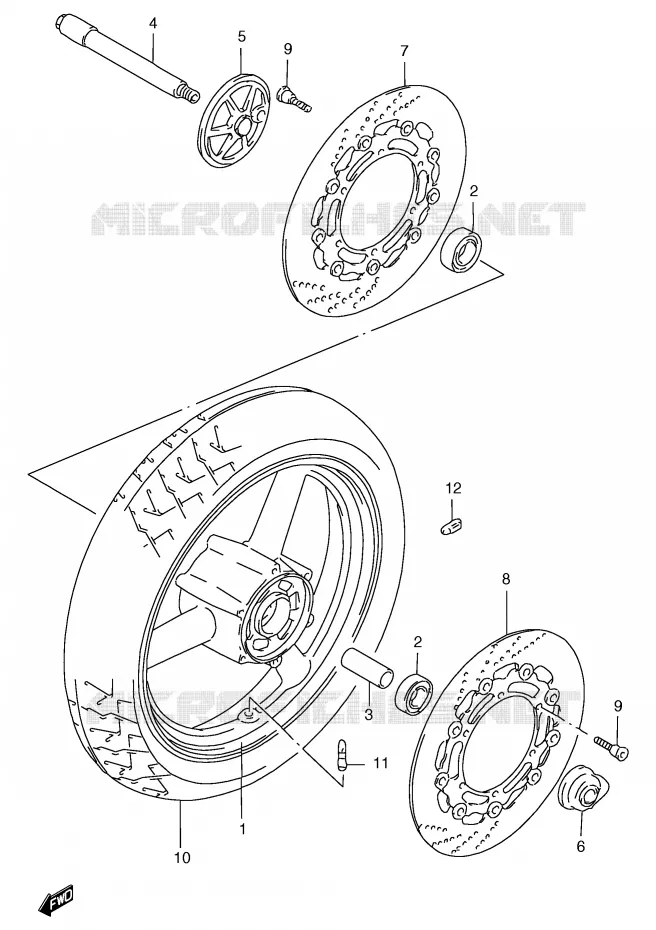 VOORWIEL (GSF1200SAV/SAW/SAX/SAY) Suzuki MOTO 1200 BANDIT 1998  GSF1200SAW(E2)