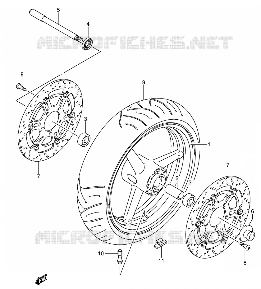 VOORWIEL (GSF650K5/UK5/SK5/SUK5/K6/UK6/SK6/SUK6) Suzuki MOTO 650 BANDIT 2006  GSF650SK6(E2)