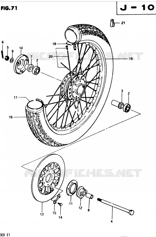 VOORWIEL (GSX250Z/D E24, GSX250SZ E24) Suzuki MOTO 250 GSX 1982  GSX250ESZ(Z/D)