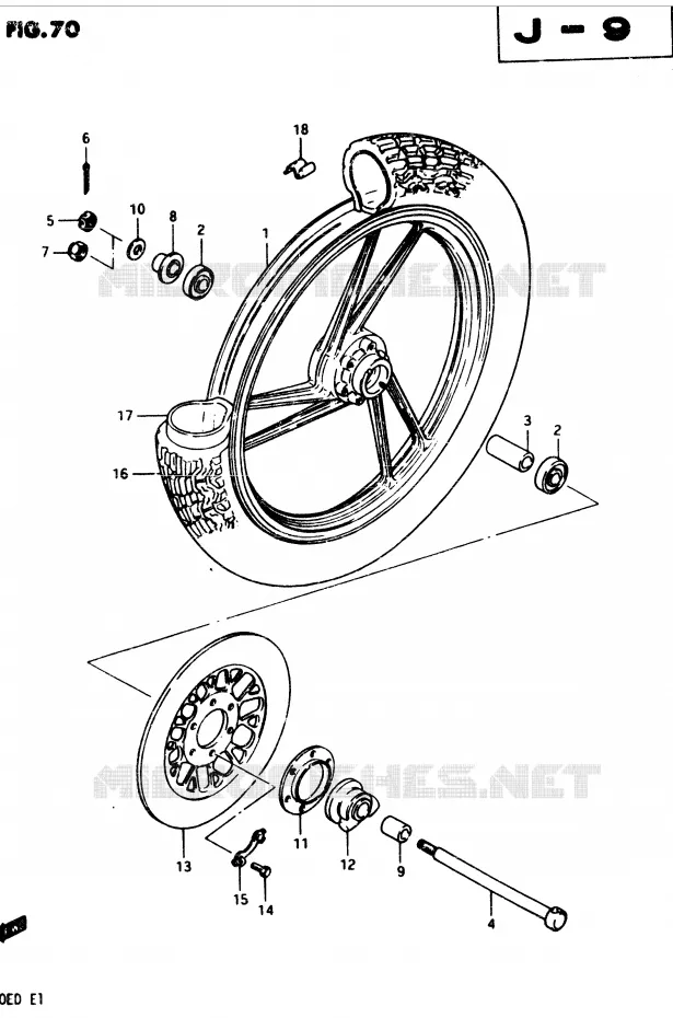 VOORWIEL (MODELE D) Suzuki MOTO 250 GSX 1983  GSX250ED(Z/D)