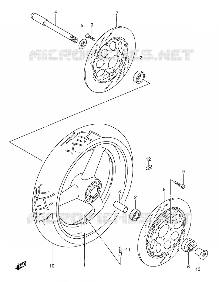 VOORWIEL (MODELE S/T/V/W) Suzuki MOTO 1100 GSX-R 1994  GSX-R1100WR(E28)