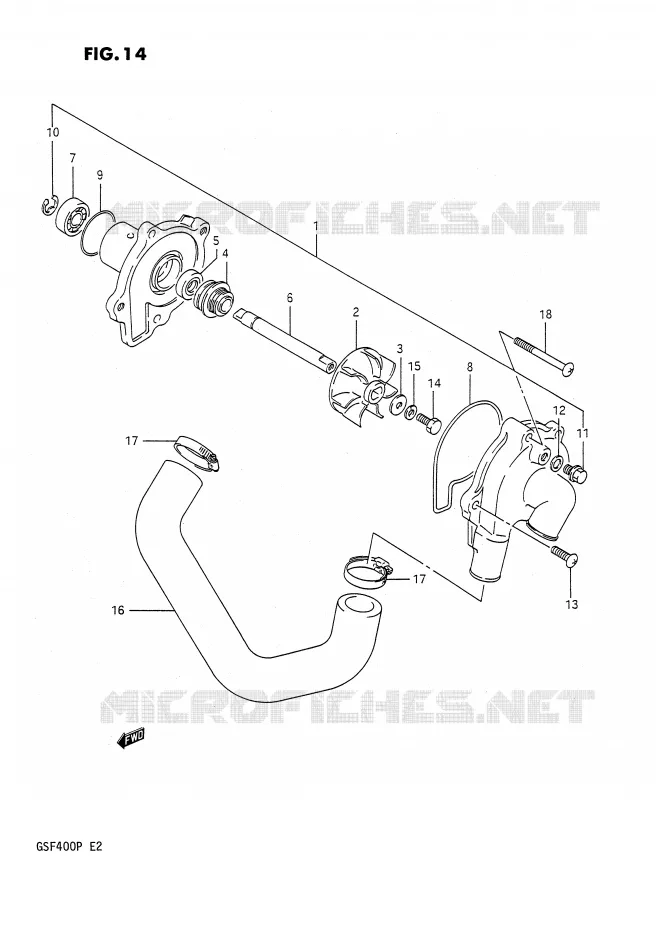 WATERPOMP Suzuki MOTO 400 BANDIT 1993  GSF400P(E2)