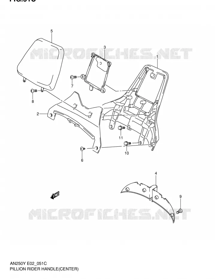 BACKREST (CENTER)(MODELE W/X/Y) Suzuki SCOOTER 250 BURGMAN 2000  AN250Y(E2)