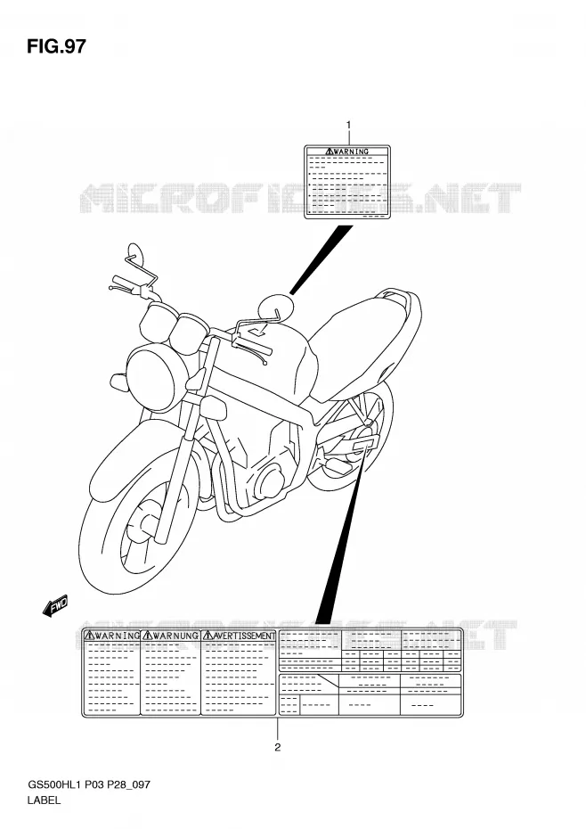 ETIKET (GS500H P28) Suzuki MOTO 500 GS-F 2011  GS500FHL1(P3)