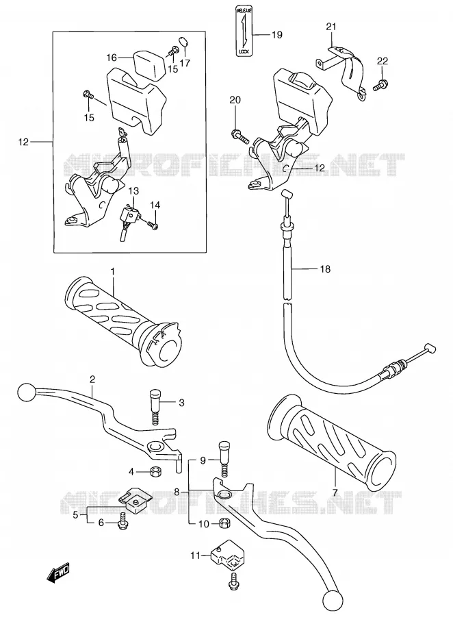 HANDGRIPS - LEVERS (MODELE W/X/Y) Suzuki SCOOTER 250 BURGMAN 2000  AN250RY(E2)