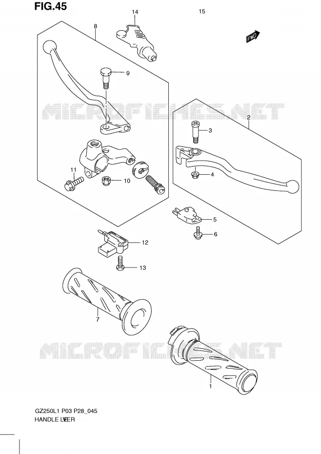 HANDGRIPS - LEVERS Suzuki MOTO 250 MARAUDER 2011  GZ250L1(P3)