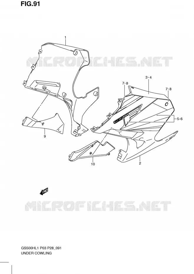 ONDER COWLING  (GS500FH P3) Suzuki MOTO 500 GS-E 2011  GS500HKL1(P3)