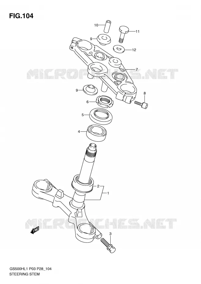 STUURKOLOM (GS500FH P3) Suzuki MOTO 500 GS-E 2011  GS500HKL1(P3)