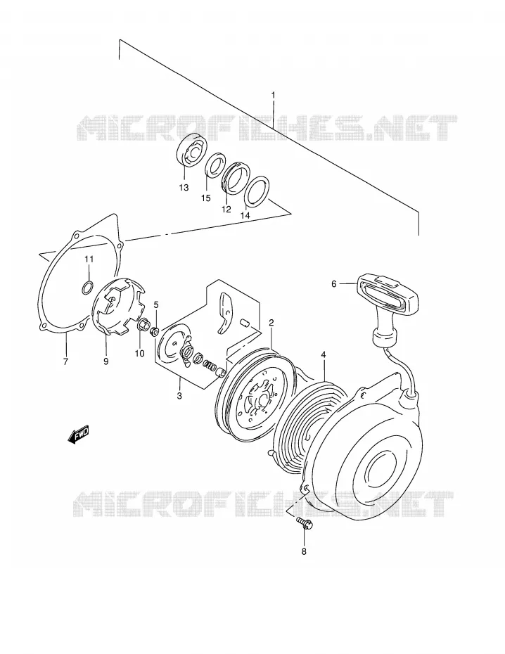 TERUGLOOPSTARTER Suzuki QUAD 500 QUADMASTER 2001  LT-F500FK1(E24)