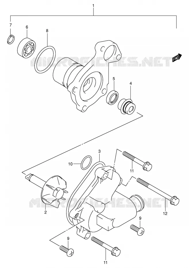 WATERPOMP (MODELE K1/K2) Suzuki SCOOTER 400 BURGMAN 2002  AN400RK2(E2)