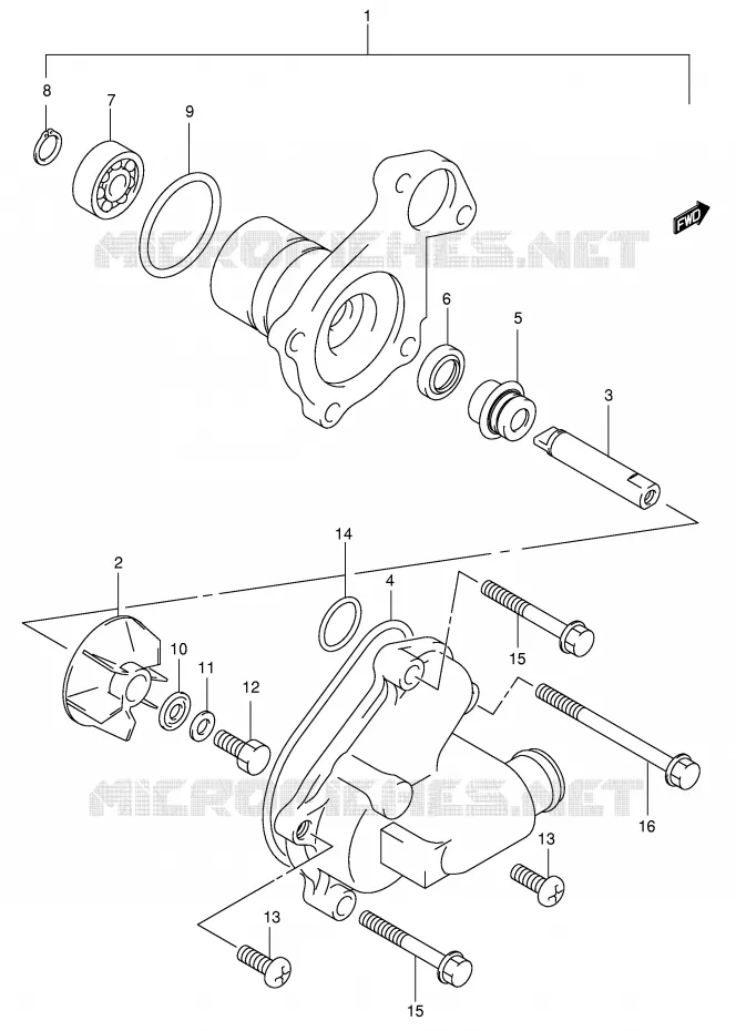WATERPOMP (MODELE X/Y,MODELE Y P37/K2 P37) Suzuki SCOOTER 400 BURGMAN 2002  AN400K2(E2)