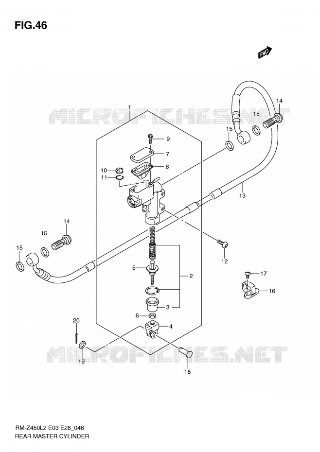 ACHTER HOOFDREMCILINDER Suzuki MOTO 450 RM-Z 2012  RM-Z450L2(E3)