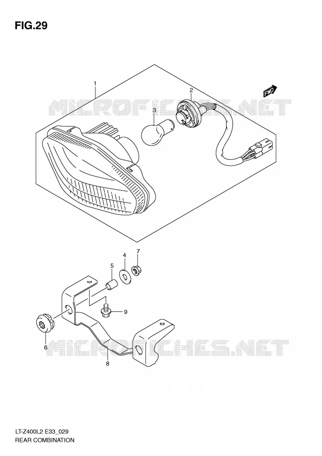 ACHTERLICHT Suzuki QUAD 400 QUADSPORT 2012  LT-Z400L2(E33)