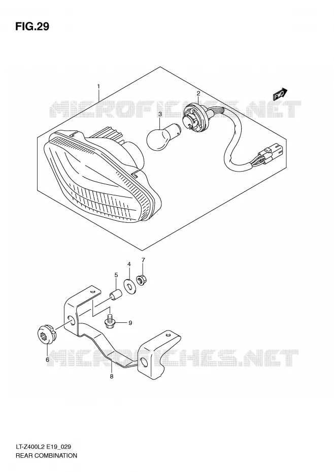 ACHTERLICHT Suzuki QUAD 400 QUADSPORT 2012  LT-Z400ZL2(E19)
