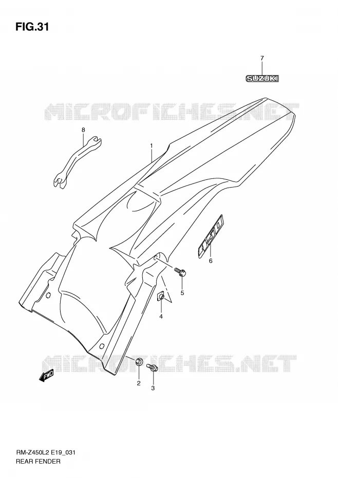 ACHTERSPATBORD Suzuki MOTO 450 RM-Z 2012  RM-Z450L2(E19)