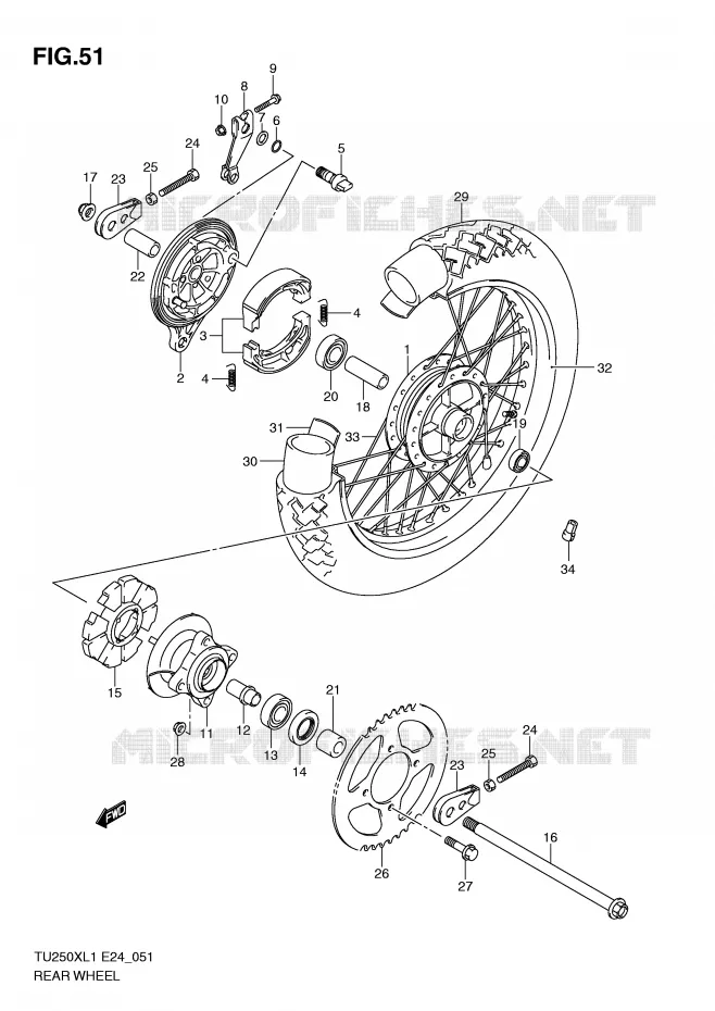 ACHTERWIEL Suzuki MOTO 250 TU 2011  TU250XL1(E24)