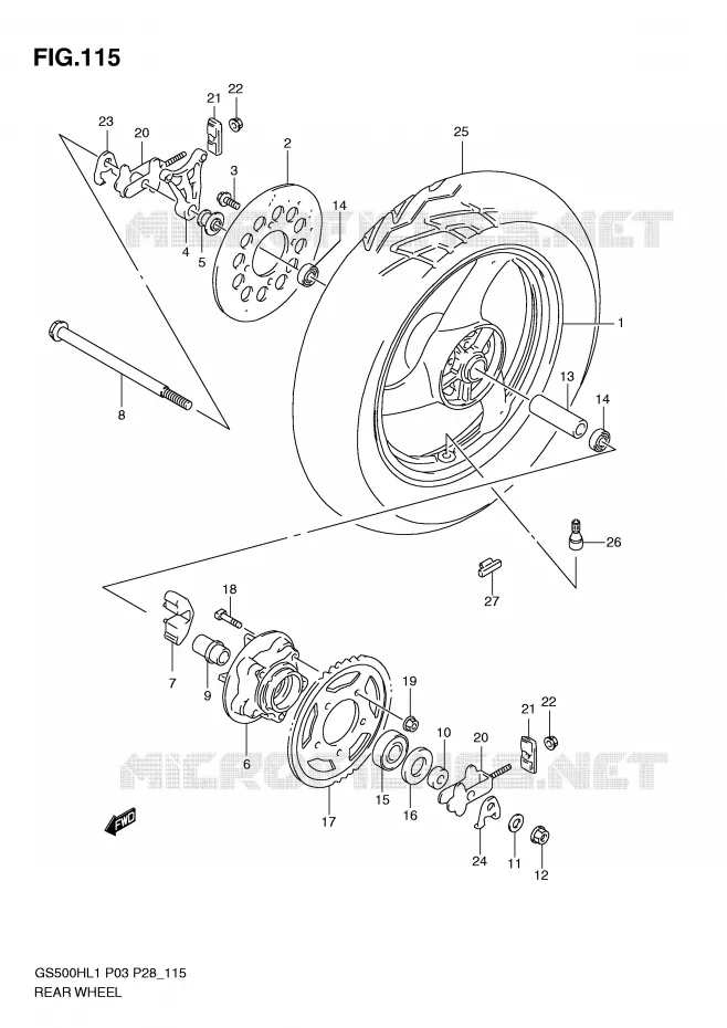 ACHTERWIEL Suzuki MOTO 500 GS-E 2011  GS500HKL1(P3)