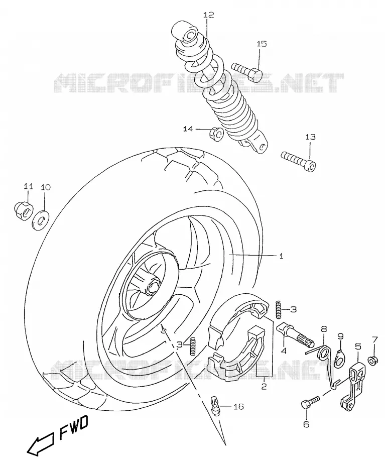 ACHTERWIEL Suzuki SCOOTER 50 ZILLION 2000  UX50WY
