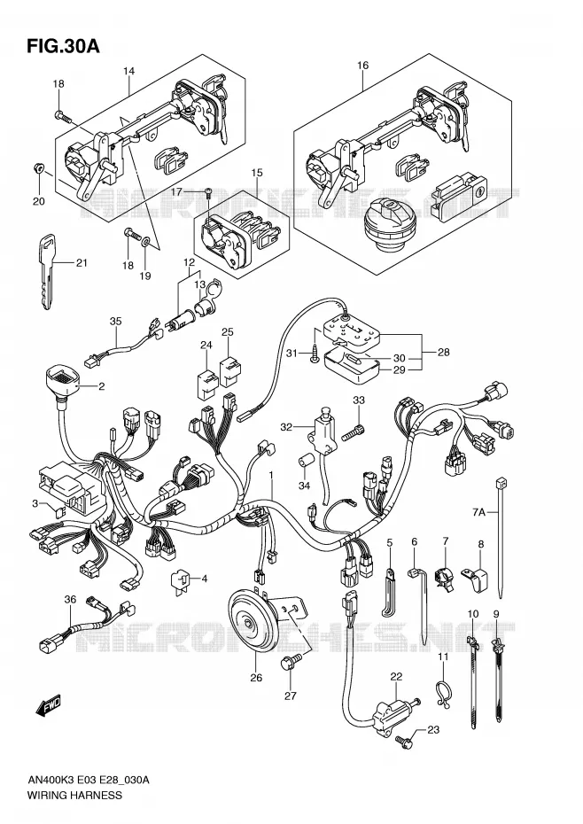 BEDRADING (MODELE K5/K6) Suzuki SCOOTER 400 BURGMAN 2005  AN400K5(E3/E28)