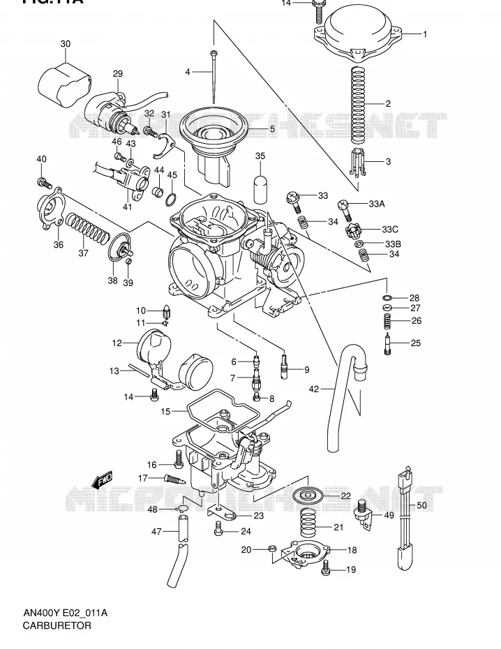CARBURATOR (MODELE K1/K2) Suzuki SCOOTER 400 BURGMAN 2000  AN400Y(E2)