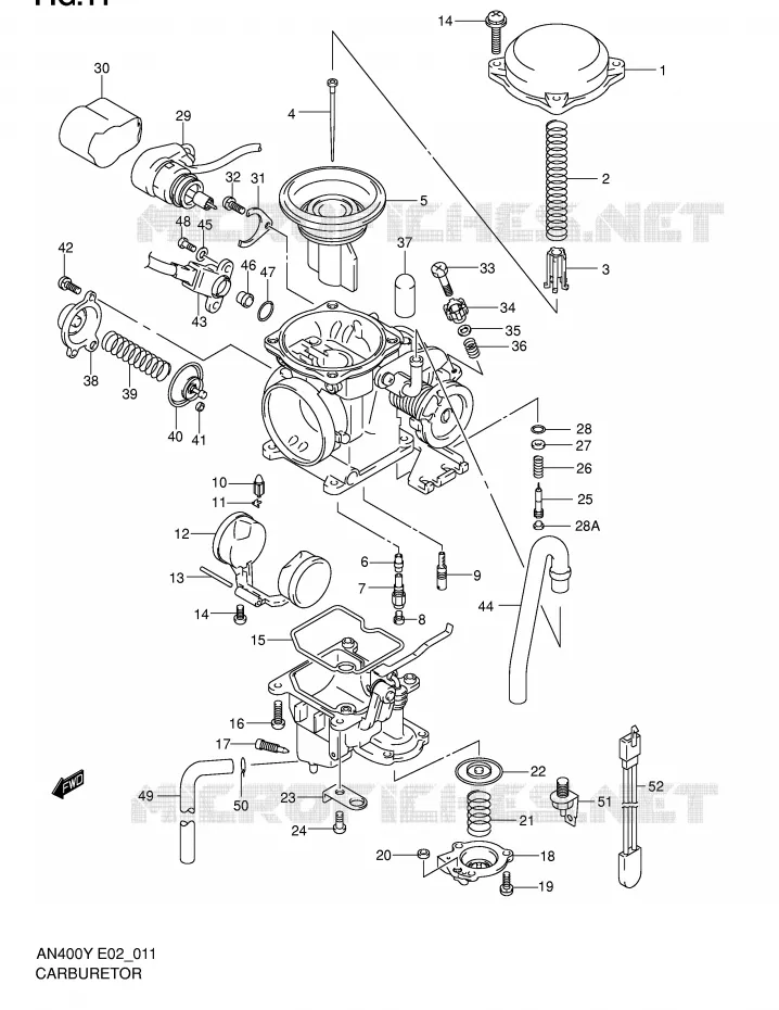 CARBURATOR (MODELE X/Y) Suzuki SCOOTER 400 BURGMAN 2000  AN400Y(E2)