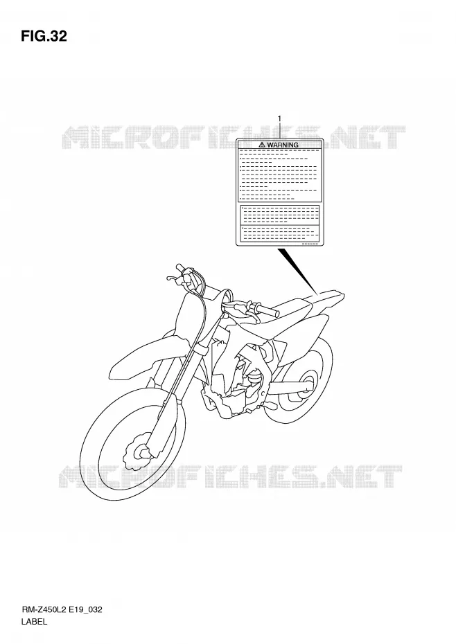 ETIKET Suzuki MOTO 450 RM-Z 2012  RM-Z450L2(E19)