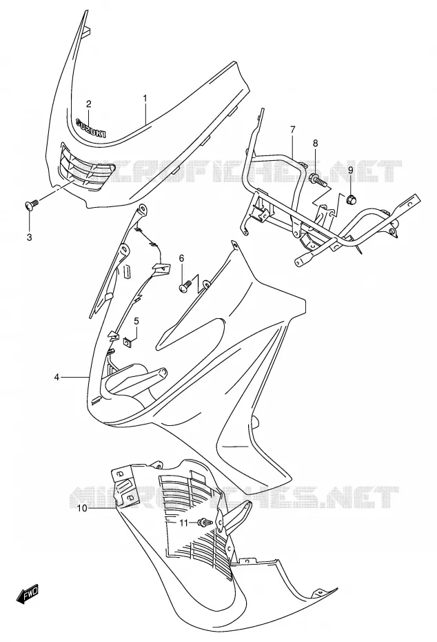 FRONT KUIP (MODELE K1) Suzuki SCOOTER 400 BURGMAN 2000  AN400RY(E2)