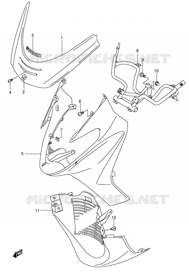 FRONT KUIP (MODELE Y) Suzuki SCOOTER 400 BURGMAN 2000  AN400RY(E2)