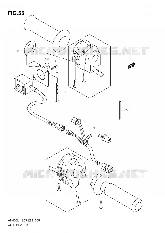 GRIP HEATER (AN400ZAL1 E28) Suzuki SCOOTER 400 BURGMAN 2011  AN400L1(E03)