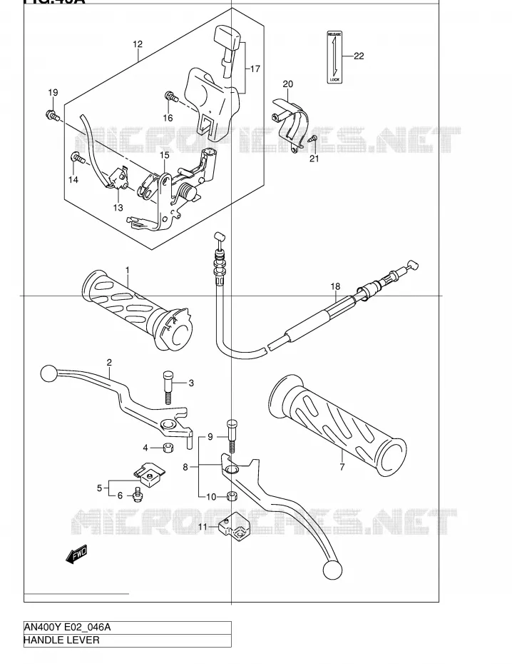 HANDGRIPS - LEVERS (MODELE K1/K2) Suzuki SCOOTER 400 BURGMAN 2002  AN400K2(E2)