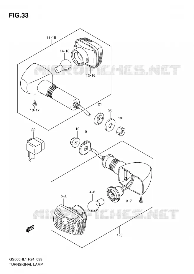 INDICATOREN (GS500FH) Suzuki MOTO 500 GS-F 2011  GS500FHL1(L1)