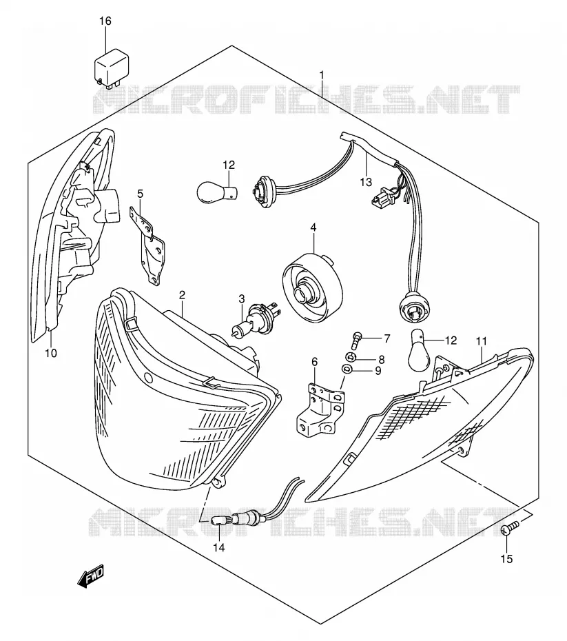 KOPLAMP (MODELE K1/K2 E19,E71) Suzuki SCOOTER 250 BURGMAN 1998  AN250W(E2)