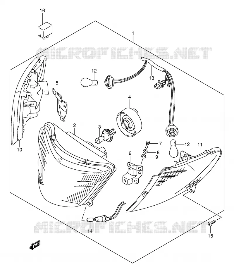 KOPLAMP (MODELE K1/K2 E2) Suzuki SCOOTER 250 BURGMAN 2001  AN250K1(E2)