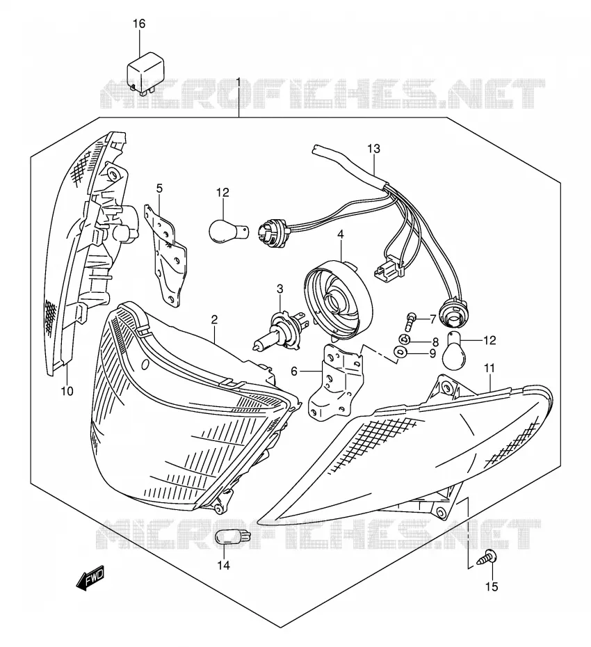 KOPLAMP (MODELE K1/K2) Suzuki SCOOTER 400 BURGMAN 2000  AN400RY(E2)