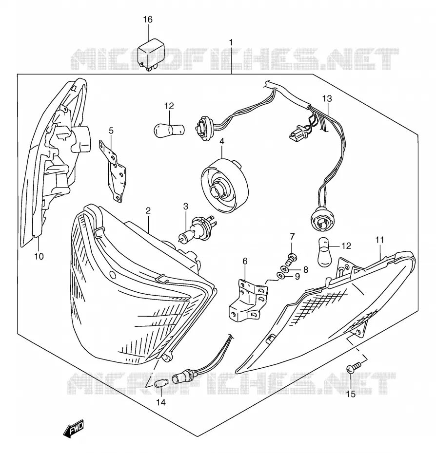 KOPLAMP (MODELE W/X/Y E2) Suzuki SCOOTER 250 BURGMAN 1999  AN250X(E2)