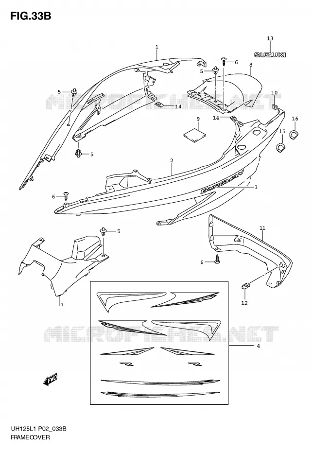 KUIP (MODEL RACING P19) Suzuki SCOOTER 125 BURGMAN 2011  UH125L1(P2)