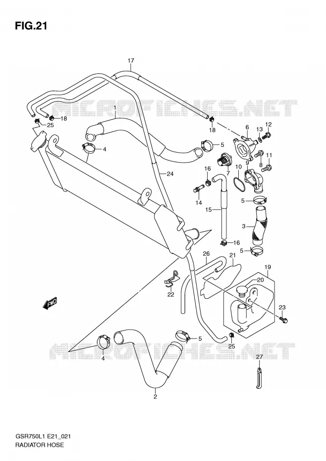 RADIATOR SLANG Suzuki MOTO 750 GSR 2012  GSR750L1(E21)