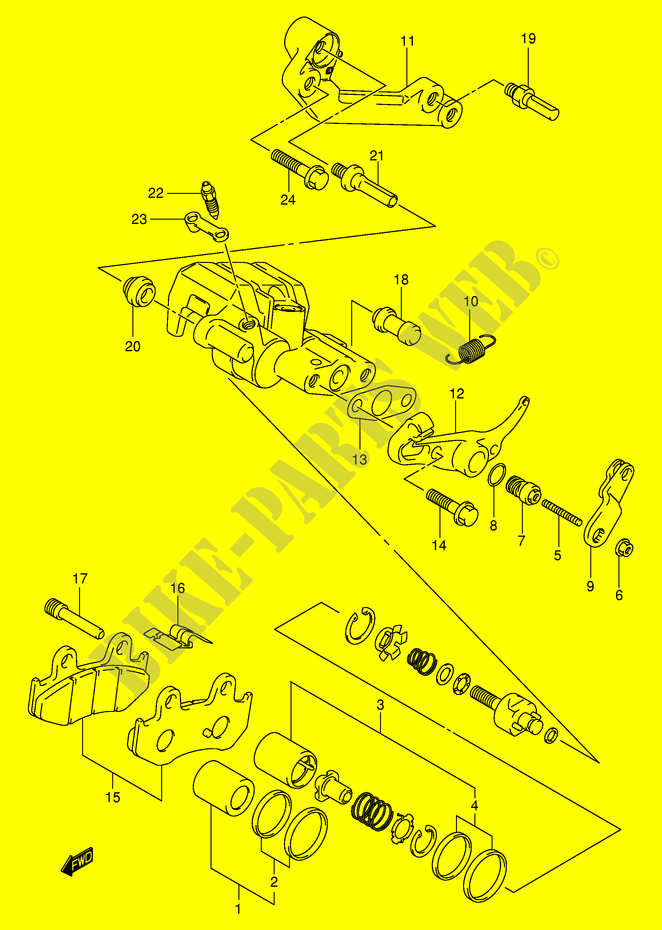REAR CALIPER (MODELE K1/K2) voor Suzuki BURGMAN 250 2000