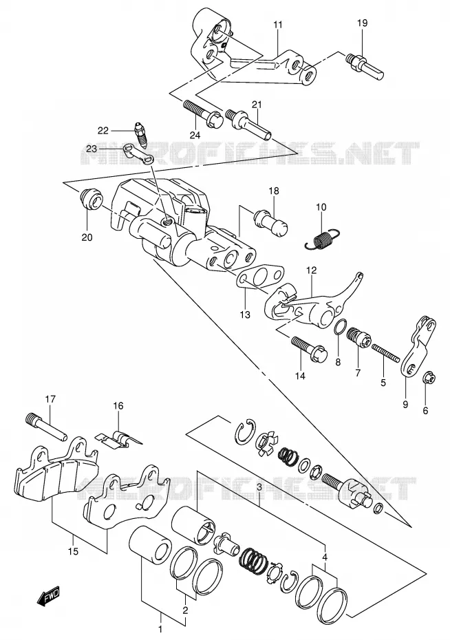 REAR CALIPER (MODELE K1/K2) Suzuki SCOOTER 400 BURGMAN 2002  AN400RK2(E2)