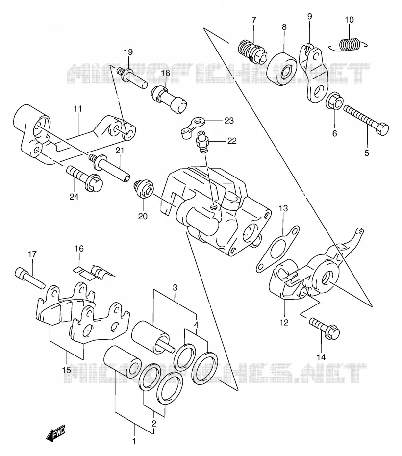 REAR CALIPER (MODELE W/X/Y) Suzuki SCOOTER 250 BURGMAN 2000  AN250RY(E2)