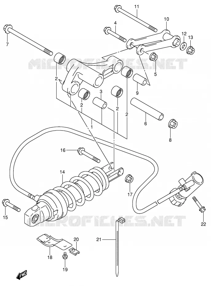 SCHOKBREKER AANEENSCHAKELING (MODELE X) Suzuki SCOOTER 400 BURGMAN 2000  AN400RY(E2)