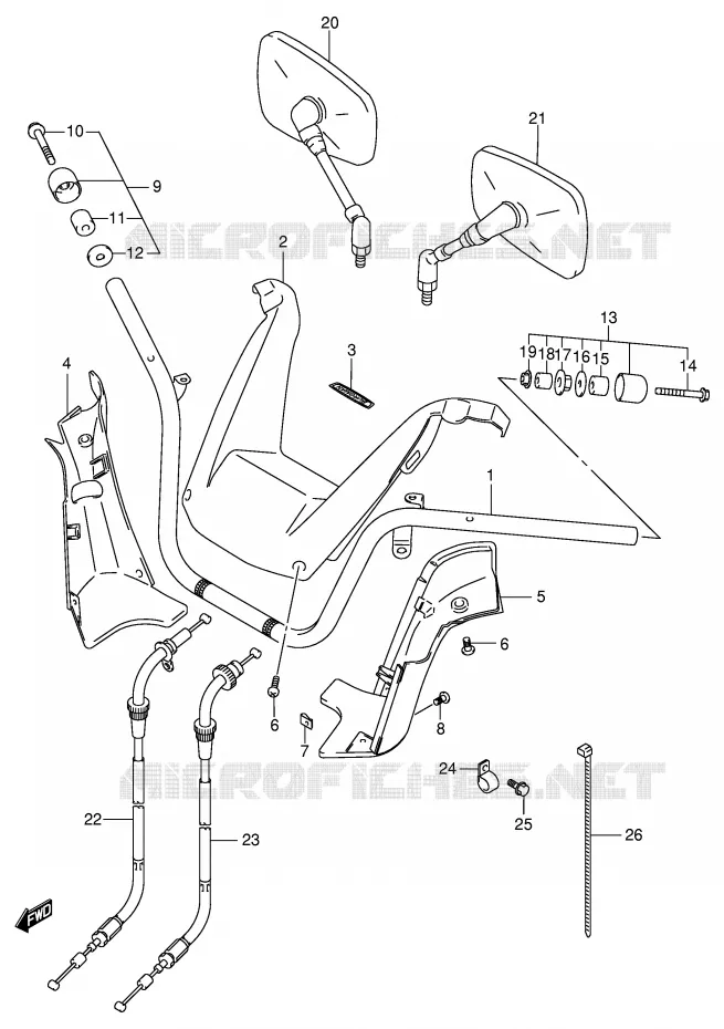 STUUR (MODELE K1/K2) Suzuki SCOOTER 250 BURGMAN 2000  AN250RY(E2)
