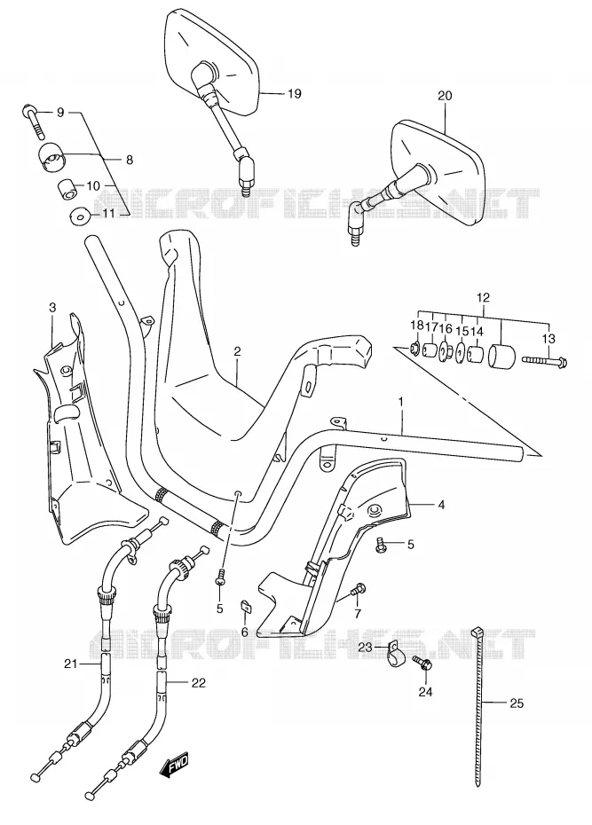 STUUR (MODELE W/X) Suzuki SCOOTER 250 BURGMAN 2000  AN250RY(E2)
