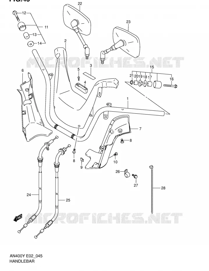 STUUR (MODELE X/Y) Suzuki SCOOTER 400 BURGMAN 2000  AN400RY(E2)