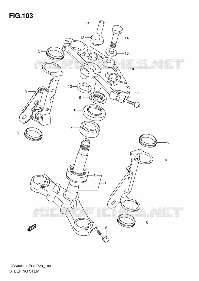 STUURKOLOM (GS500H P28) Suzuki MOTO 500 GS-E 2011  GS500HKL1(P3)