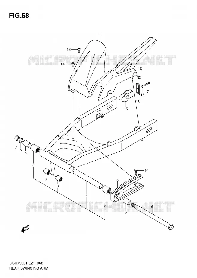SWINGARM Suzuki MOTO 750 GSR 2011  GSR750UEL1(E21)