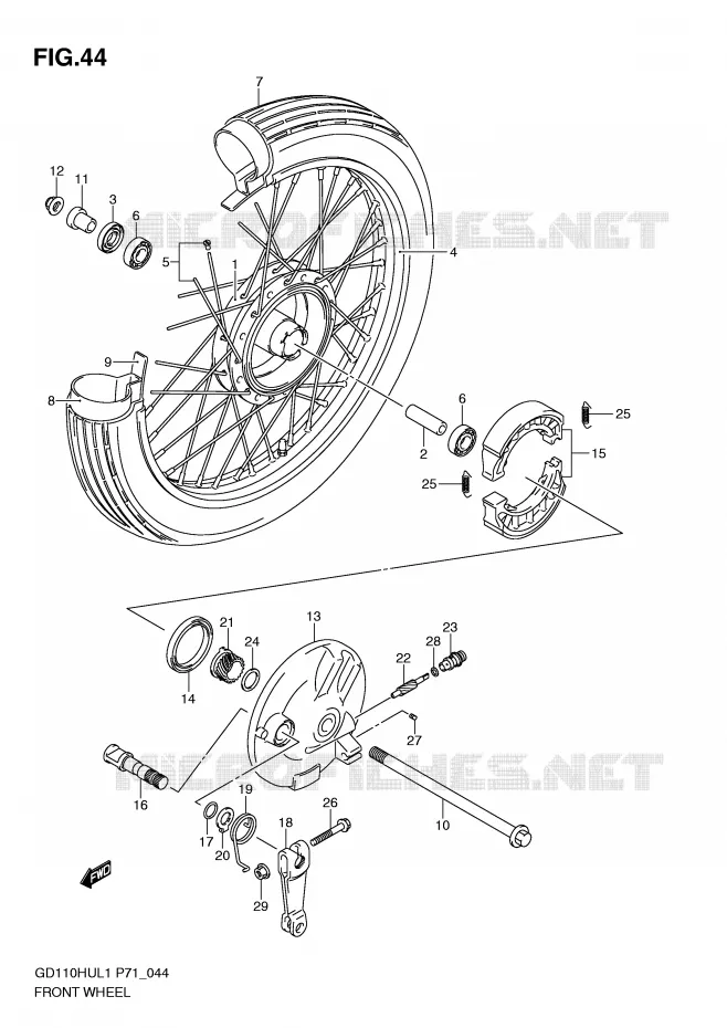 VOORWIEL Suzuki MOTO 110 GD 2011  GD110HUL1(P71)