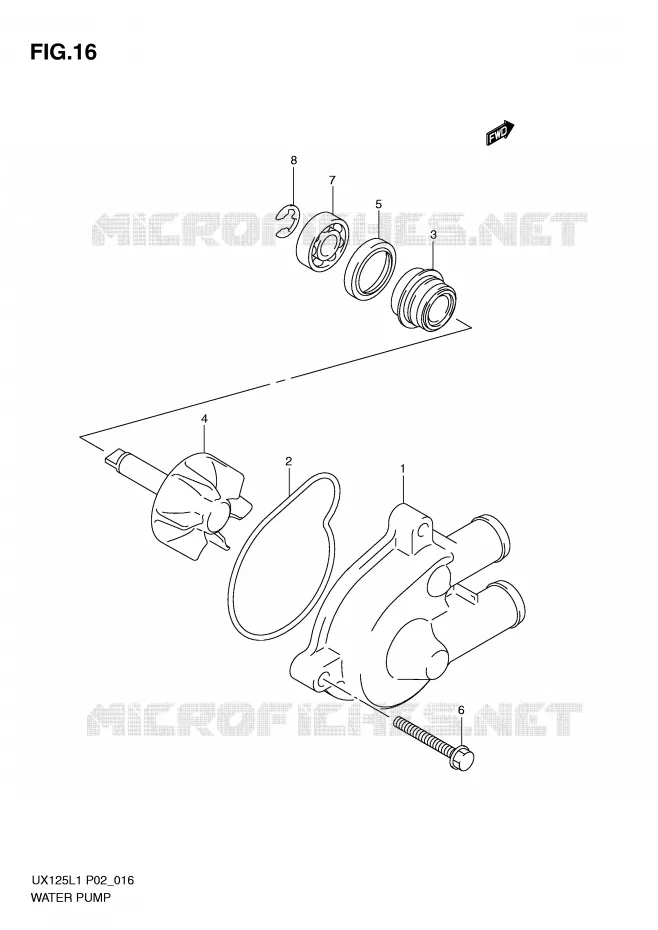 WATERPOMP Suzuki SCOOTER 125 SIXTEEN 2011  UX125L1(P02)