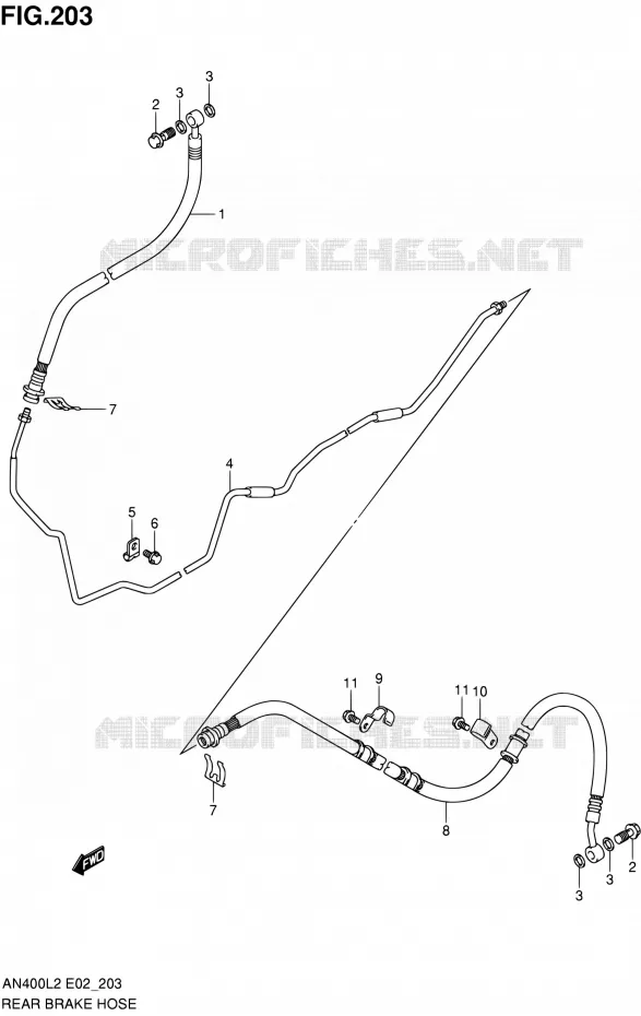 ACHTER REMSLANG (AN400L2 E02) Suzuki SCOOTER 400 BURGMAN 2012  AN400AL2(E19,E24)