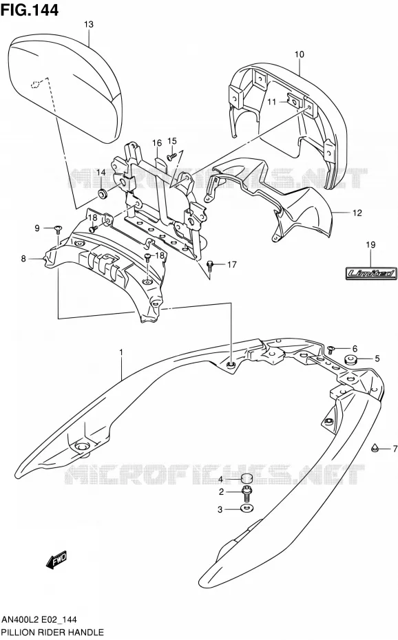 BACKREST (AN400ZAL2 E19) Suzuki SCOOTER 400 BURGMAN 2012  AN400AL2(E19,E24)